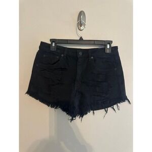 American Eagle Black‎ Distressed Denim High Rise Shorts Size 6
